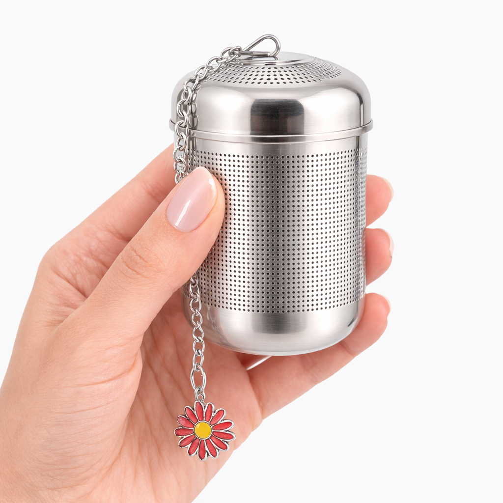 Sleek Stainless Steel Cylinder Tea Infuser with Charm